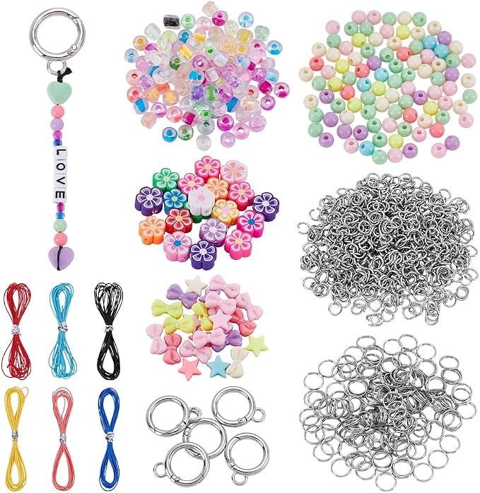 CRAFTYMELODY 606Pcs DIY Keychain Making Crafts Kits Beaded Keychain Making Kit by CRAFTYMELODY