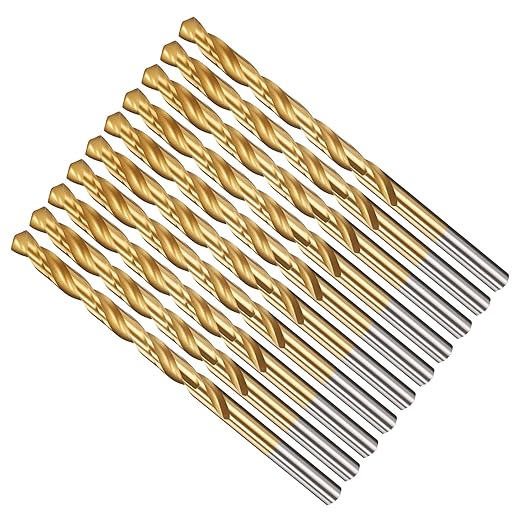 Drill Bit, 15/64" Cutting Diameter, 4341 HSS TiN Coated 135° Cutting Angle Jobber Bits - (Applications: for Drilling Soft Metal Plastic Wood), 10-Pieces