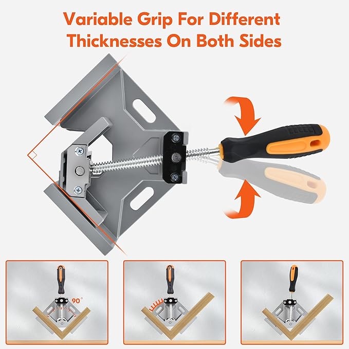 4 Pack Right Angle Clamp, Single Handle 90° Aluminum Alloy Corner Clamp, With Adjustable Swing Jaw 90° degree corner clamps for welding, woodworking
