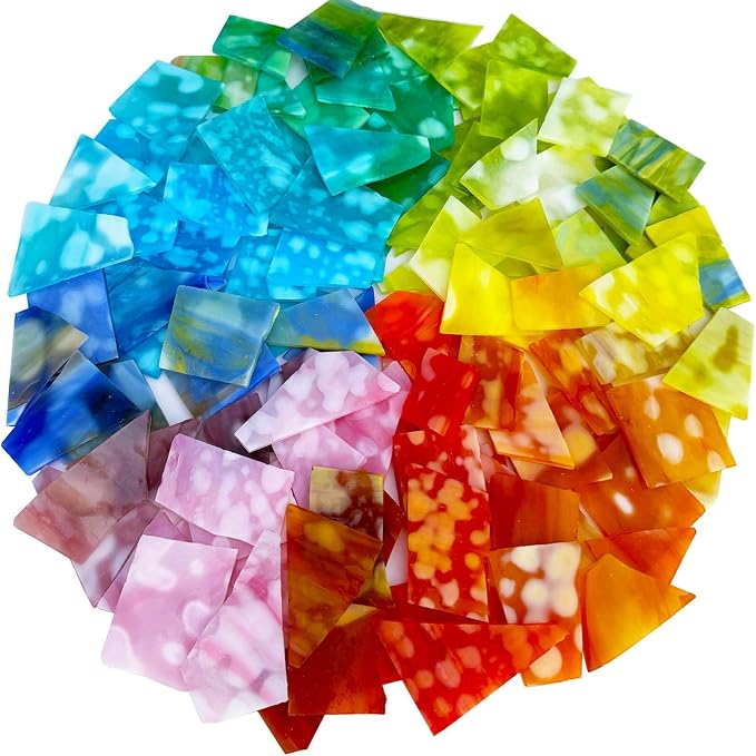 LITMIND 2.2LB Irregular Stained Glass Scraps – Mottled Opal Rainbow Mix by LITMIND
