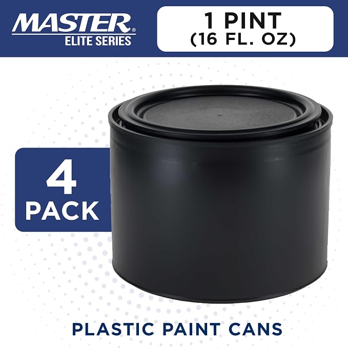 Master Elite 1 Pint Empty Plastic Paint Can Bucket, 16 fl. oz. All-Plastic - Image 2