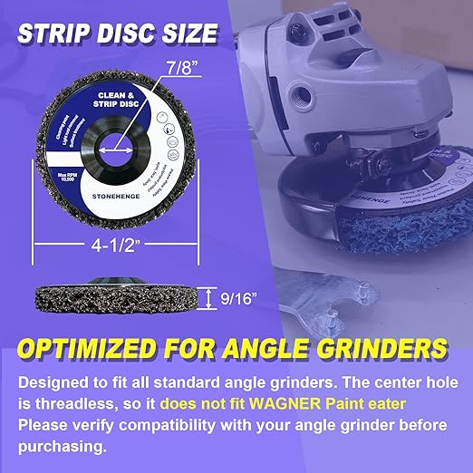 10 PCS - Paint Stripping Wheel Disc Abrasive, Remove Paint Coating Rust Welds Oxidation - Efficient Strip Disc for Metal Surface Preparation & Angle Grinding - (4-1/2" x 7/8")