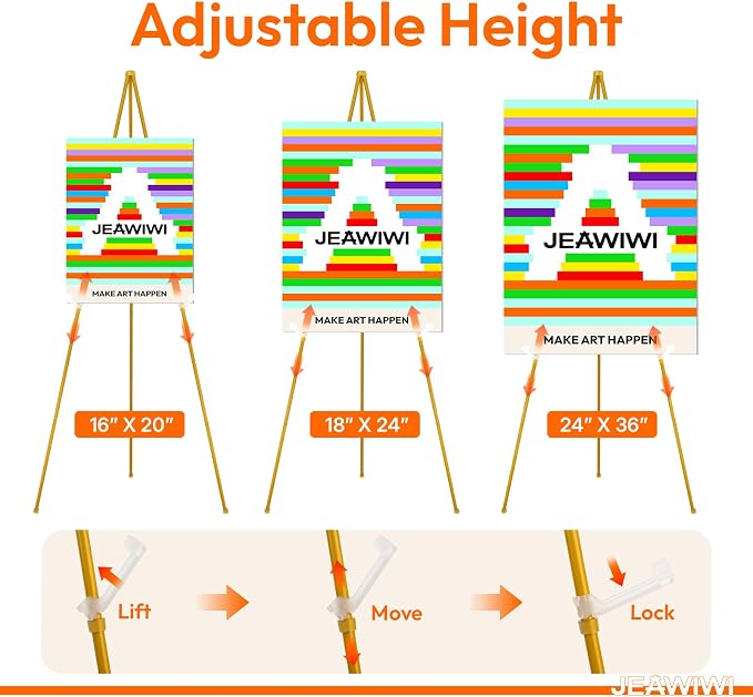 JEAWIWI 2PCS Golden Easel Stand - Image 4