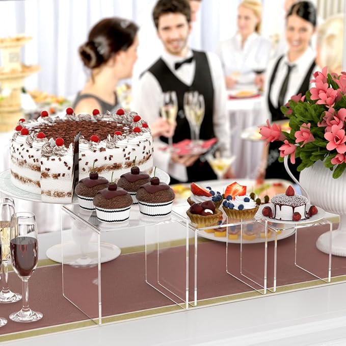 HIIMIEI Clear Acrylic Display Risers 2 Sets, 3-Tier Risers Stands Showcase - Image 5