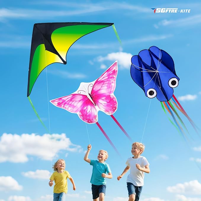 SGftre 3 Piece Set Butterfly Delta Octopus Kites - Image 6