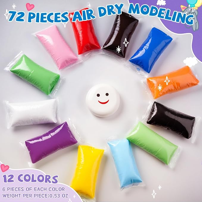 VioraWhite 72 Pcs 38oz Air Dry Clay Bulk Modeling Magic Ultra Lightweight Foam - Image 2