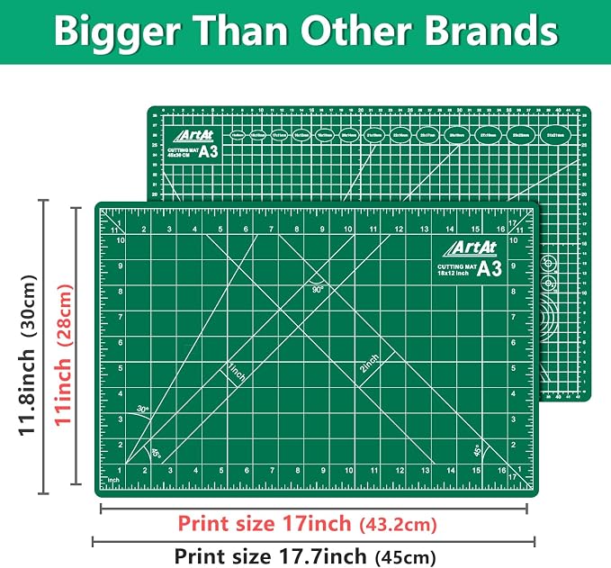 ArtAt Self Healing Cutting Mat: 【5 Pack Cutting Mat 12″x 18″】 Green Double - Image 2