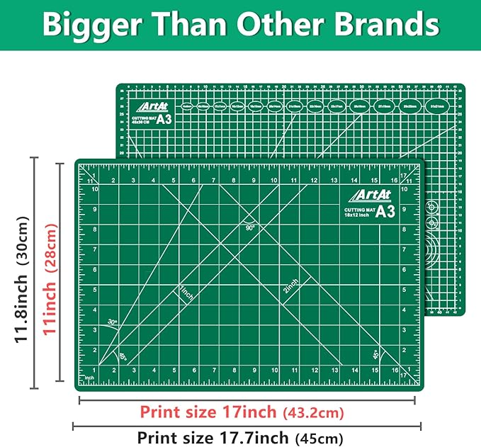 ArtAt Self Healing Cutting Mat:【10 Pack Cutting Mat 12″x 18″】 Green Double - Image 6