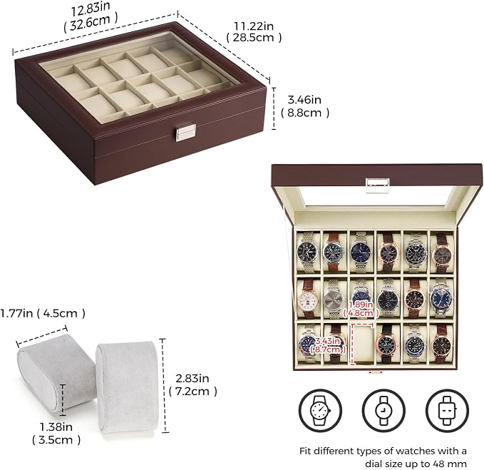 ProCase Watch Box Organizer, 18 Slot Watch Display Case - Image 5