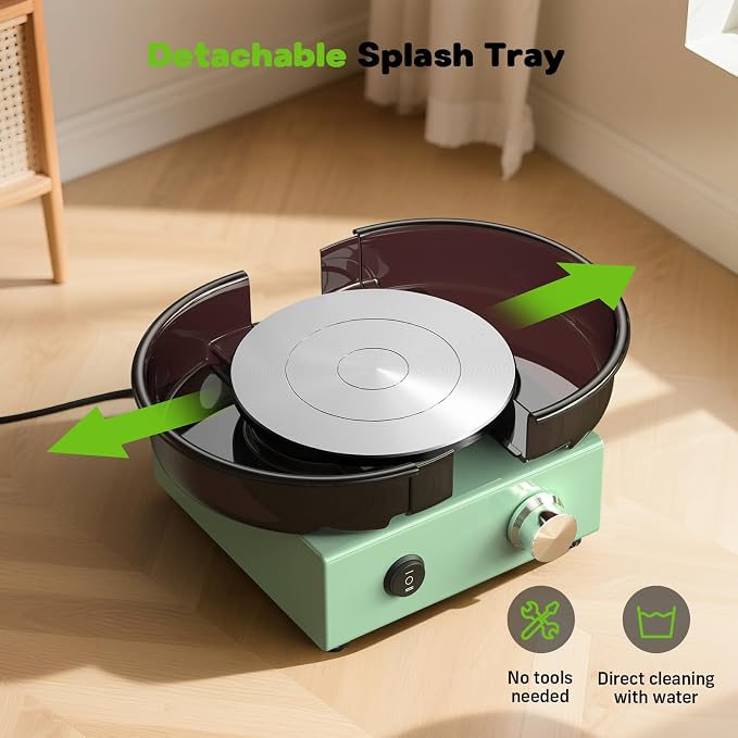 Mini Pottery Wheel for Kids, Teens | 6" Two-Way Rotation Clay Wheel, Removable - Image 4