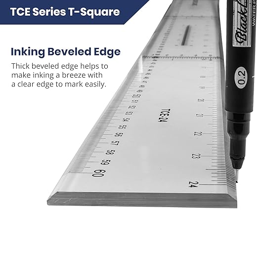 2 Pack - Pacific Arc 36 Inch T Square, Traditional Acrylic Graduated in Inch and Metric, Detachable Head