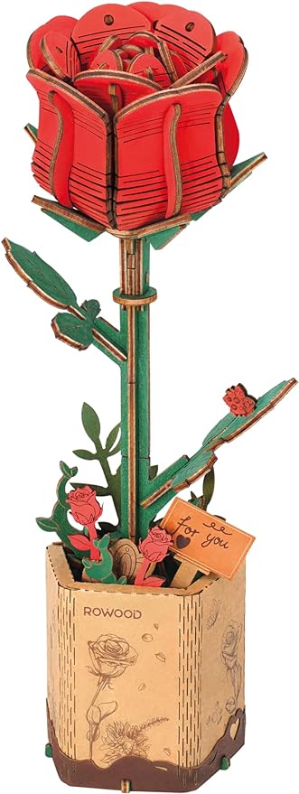 rowood 3D Puzzle Wooden Flower, DIY Artifical Flower Building Toy Set Craft Kit by RowoodAssembleArtDecorateLife