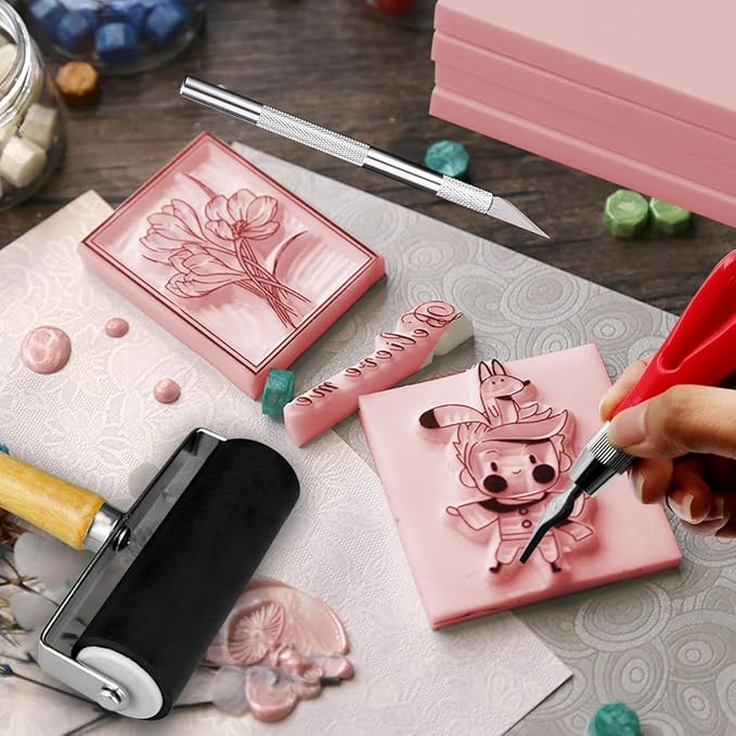 4 Pcs Rubber Carving Linoleum Blocks 4x6 Inch Rectangular Rubber Stamp Carving - Image 5