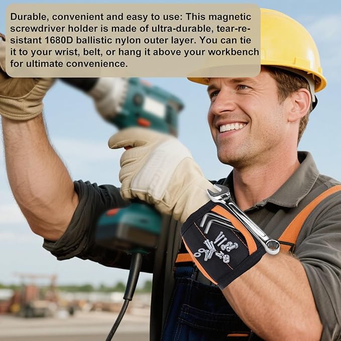 Magnetic Wristband for Tools, Heavy Duty Wrist Band with Strong Magnet for Screws Nails Cool Gadgets Hardware Gifts for Dad, Presents for Men, Birthday Christmas Gifts for Father