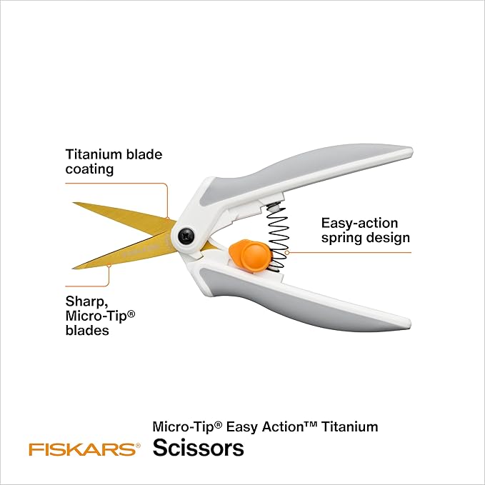 Fiskars Easy Action Micro-Tip Titanium Scissors, Sharp Blades - Image 2
