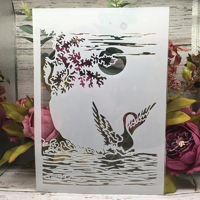 TIAMECH A4 Reusable Swan Lake Stencil - Image 4