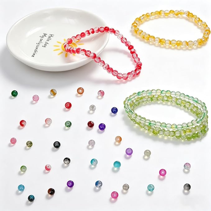 Gaspletu 7200PCS 6mm Glass Beads Bracelet Making Kit, 144 Colors Crystal Beads - Image 3