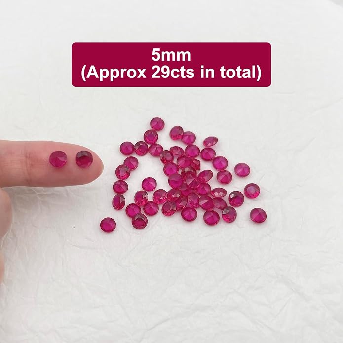 50Pcs Loose Synthetic Ruby Stone Bulk Wholesale Round Brilliant Cut Diamon - Image 2