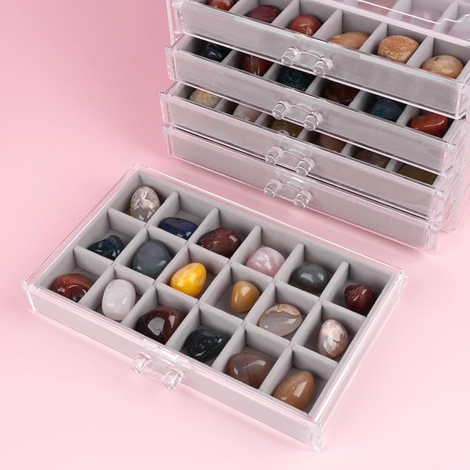 Rock Display Case, Rock Collection Box, 90 Grid Rock Collection Display Case - Image 7
