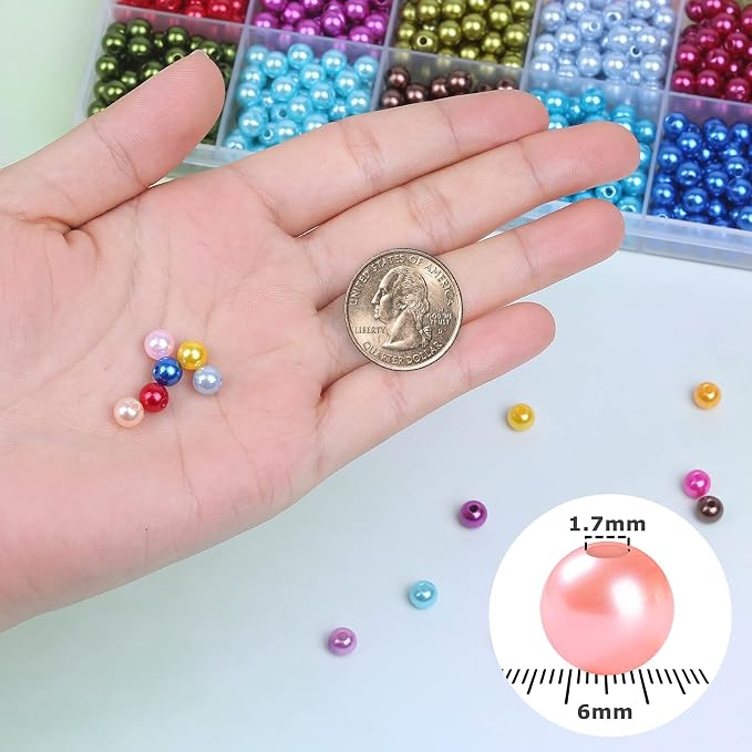 1960PCS Pearl Beads, 6mm 28 Colors Multicolor Loose Pearls - Image 2