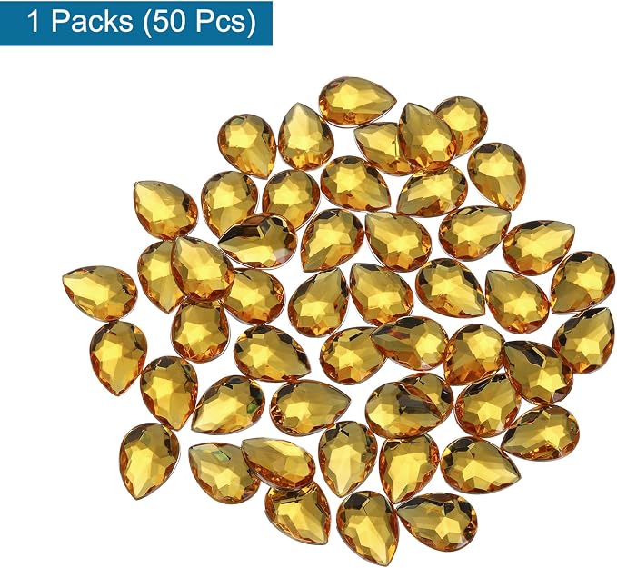 MECCANIXITY 50PCS Flat Back Acrylic Teardrop Gems 13x18mm Artificial Rhinestones - Image 3