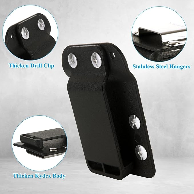 Starvast 2pcs Tape Measure Holder for Belt, Tape Measure Belt Clip, Drill Holder for Tool Belt, Fits Up to 2" Tool Belt, Suitable for Measuring Tape Drill, Any Tape Holster with A Clip, Black