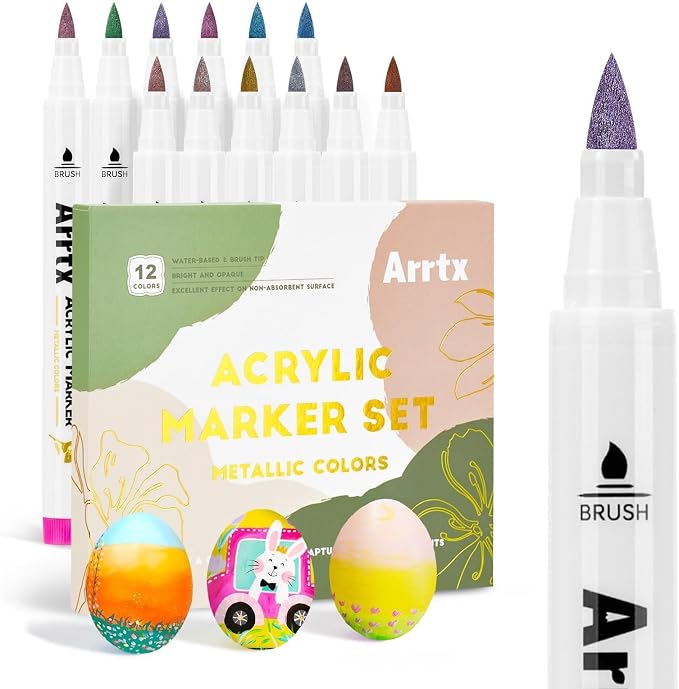 Arrtx 12 Colors Metallic Acrylic Paint Pens by Arrtx