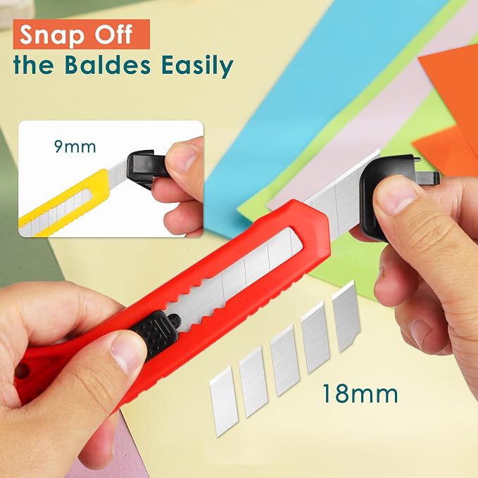 ORIENTOOLS Utility Knife Box Cutter Auto-lock 4-Pack Set, Retractable Box - Image 4