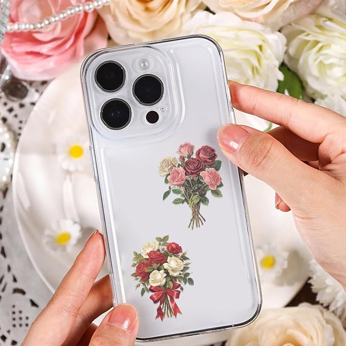 50 Pcs Vintage Red Rose Stickers - Image 2