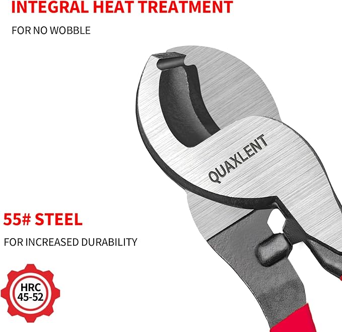 10 Inch Large Cable Cutter Heavy Duty High Leverage Big Wire Cutting Plier Tool for 4/0 Aluminum 2/0 Soft Copper and 100PR 24AWG Comm Cable, Black