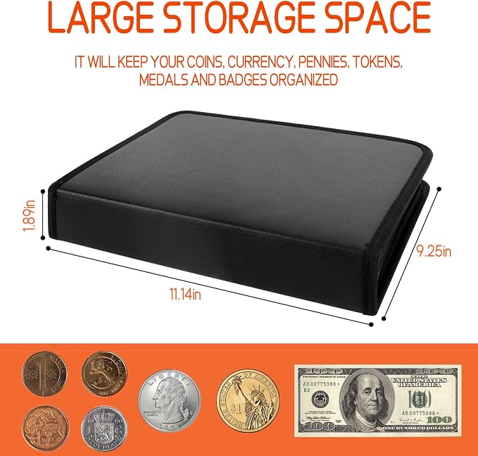 Fireproof Coin Collection Book for Collectors, 400 Pockets Coin Collecting - Image 2