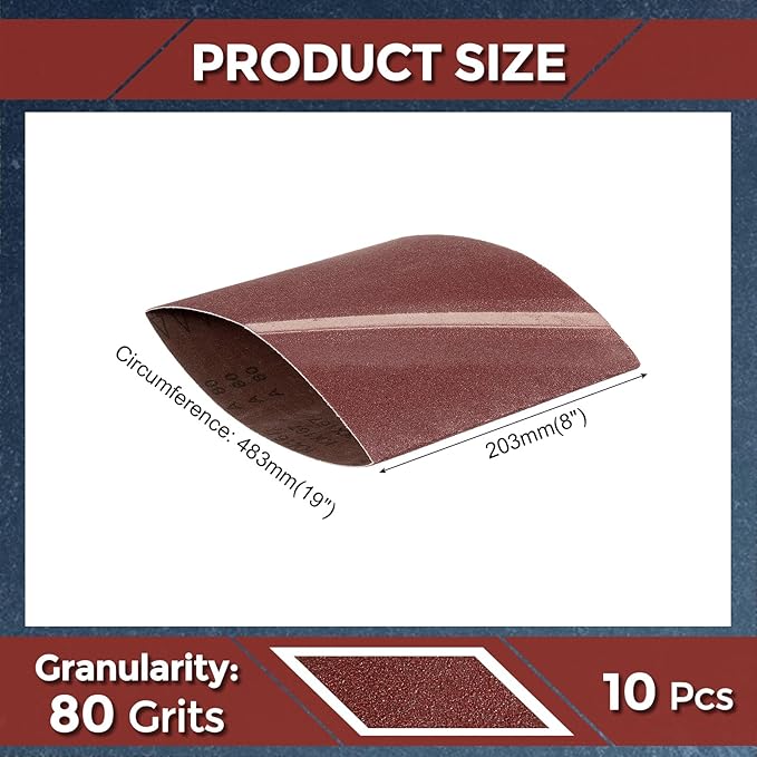 5 Pcs Sanding Belts 8 x 19 Inch 80 Grit Aluminum Oxide Abrasive Sandpaper for Belt Sander Metal Grinding Wood Working Weld Rust Removal