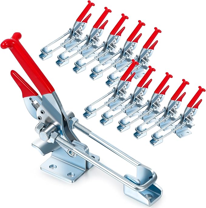 10 Pack 2000lbs Toggle Clamp 431 Heavy Duty Toggle Latch Clamp Adjustable U Bolt Self Lock Latch for Tire Carrier, Trailer and Door Hardware, Smoker Lid and More 7.87 Inch(433 Type)
