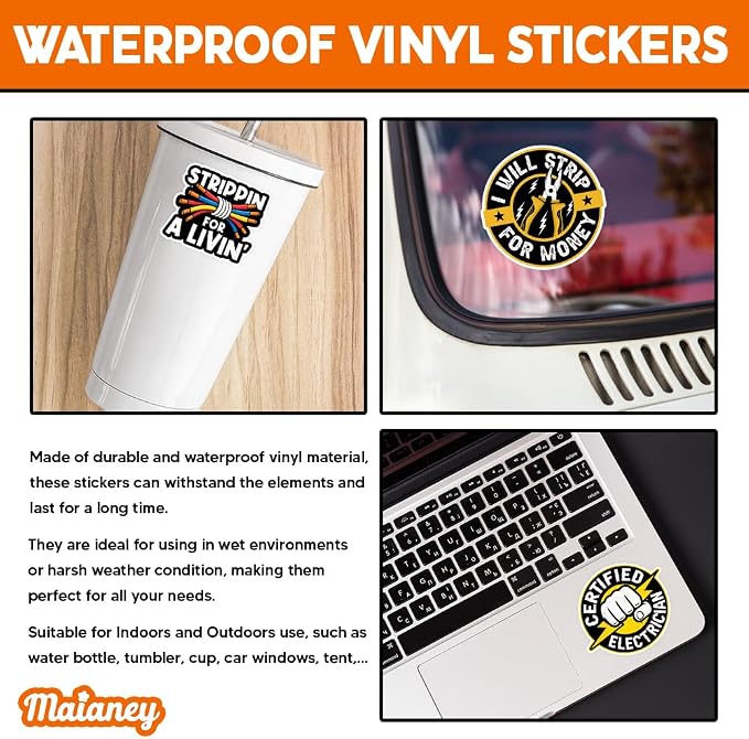 MAIANEY Funny Electrician Stickers Pack – Waterproof Vinyl Decals - Image 3