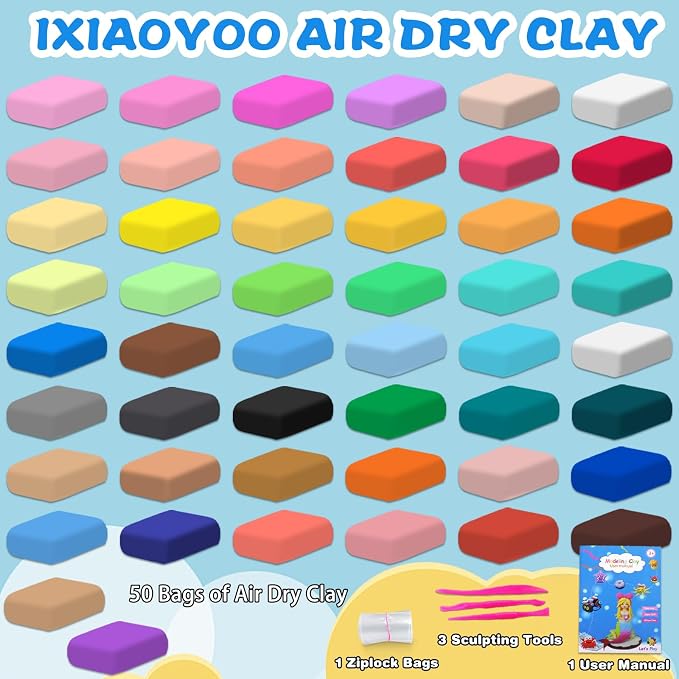 Ixiaoyoo Air Dry Clay, 50 Colors Foam Modeling Clay - Image 4