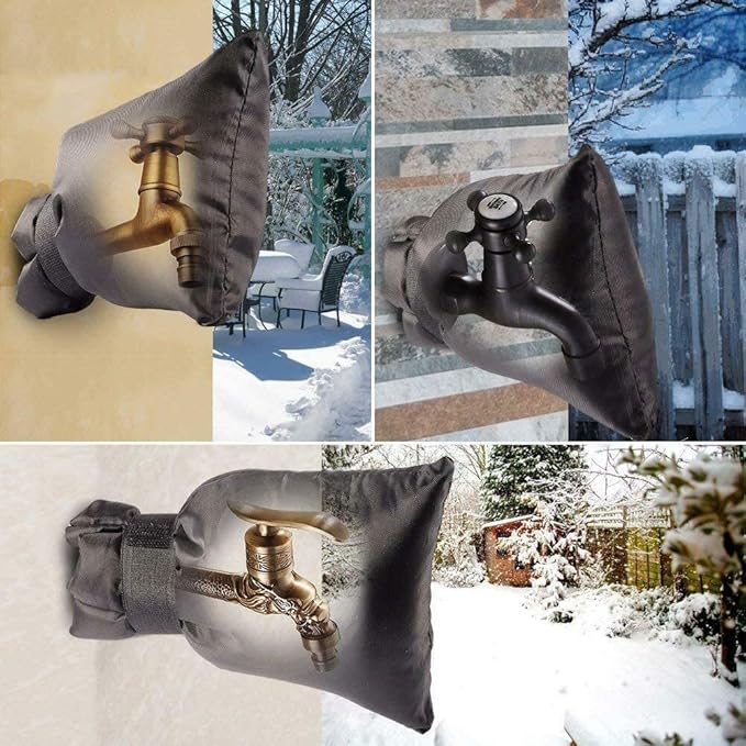 4Pack Outdoor Faucet Covers for Winter - 6.7" W x 8.3" H Outside Hose Bib Spigot Covers Protector Socks for Winter Freeze Protection Insulation Reusable Waterproof Insulated backflow Cover,Black