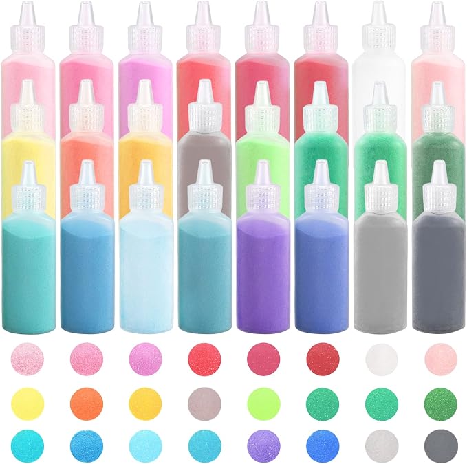 Niurewan 24 PCS Art Sand, 1.25oz Bottles, DIY Sand Arts and Crafts Kit - Image 5