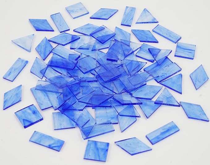 70pcs Transparent Glass Mosaic Tiles, 200g Large Size Stained Pieces by Unknown