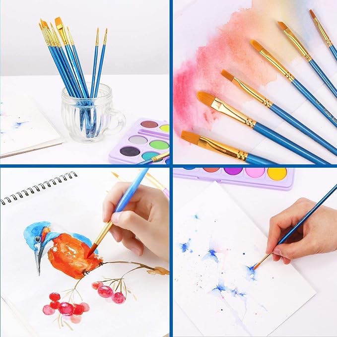 Acrylic Paint Brush Set, 1 Packs / 10 pcs Watercolor Brushes Painting Brush - Image 5