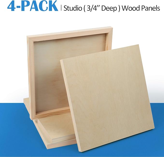 Falling in Art 4 Pack 12x12’’ Unfinished Birch Wood Panels Kit - Image 6