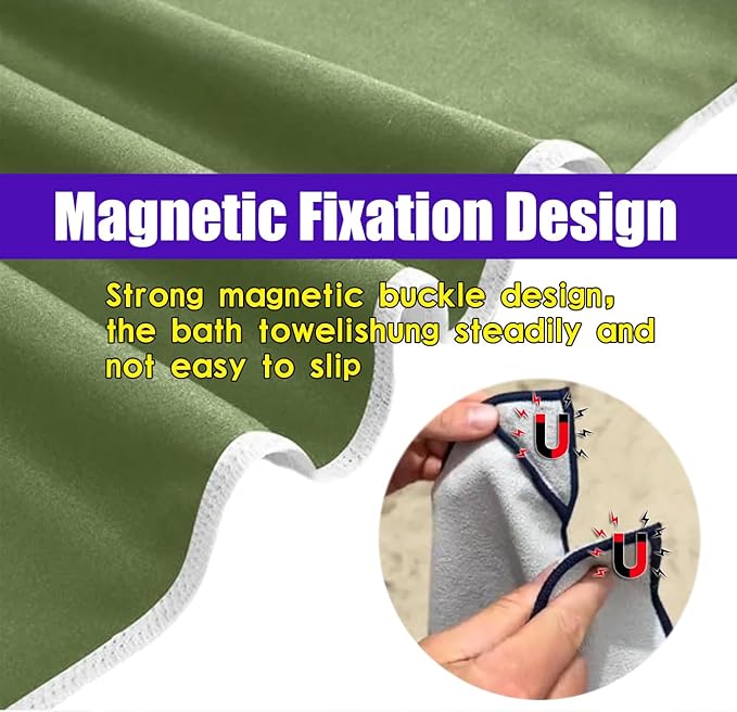 Magnetic Bath Towel, Outdoor Quick-Dry Sand-Resistant Beach Towel, 75"X35" Towel with Magnetic Closure, Super Absorbent Microfiber Towel for Travel,Swimming,Pool,Beach,Pool,Travel,Gym & Camping White