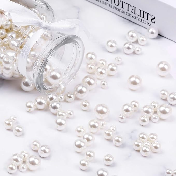 Pearl Beads, Anezus 800pcs Ivory Pearl Craft Beads Loose Pearls - Image 8