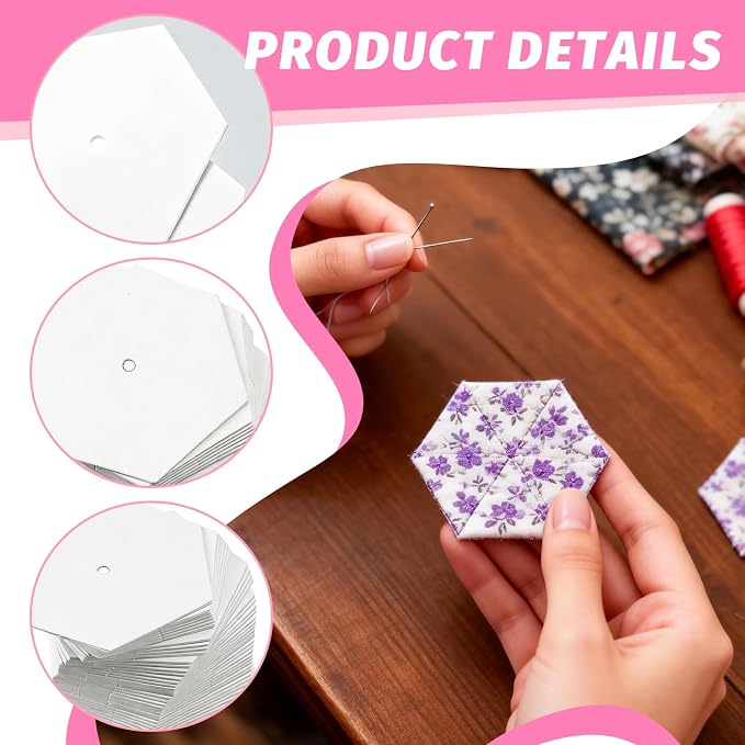 1000 PCS 1.5" White Hexagon Piecing Paper Templates, Quilting Templates - Image 3