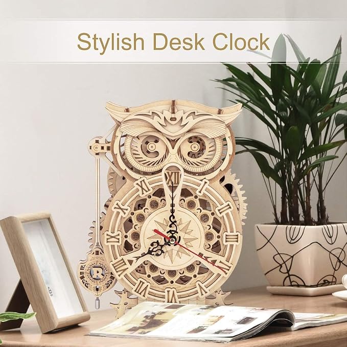 ROKR 3D Wooden Puzzles for Adults Owl Clock - Image 3