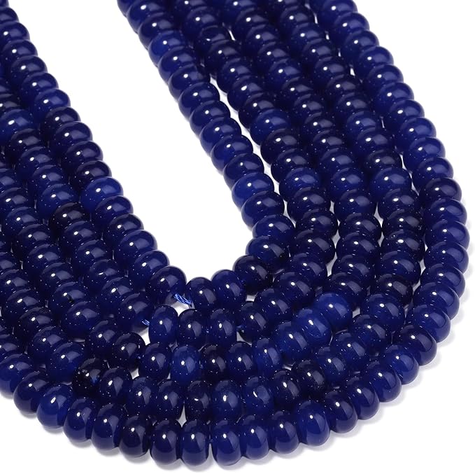 Songxi 5x8mm Natural Royal Blue Chalcedony Stone Rondelle Beads, Gemstone - Image 7
