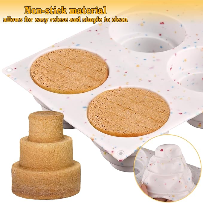 Sakolla 2 Pack 3 Tier Mini Cake Molds, 6 Cavity Silicone Cake Molds - Image 5