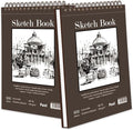 9" x 12" Sketch Book, Top Spiral Bound Sketch Pad, 2 Packs 100 Sheets Each by SketchBook