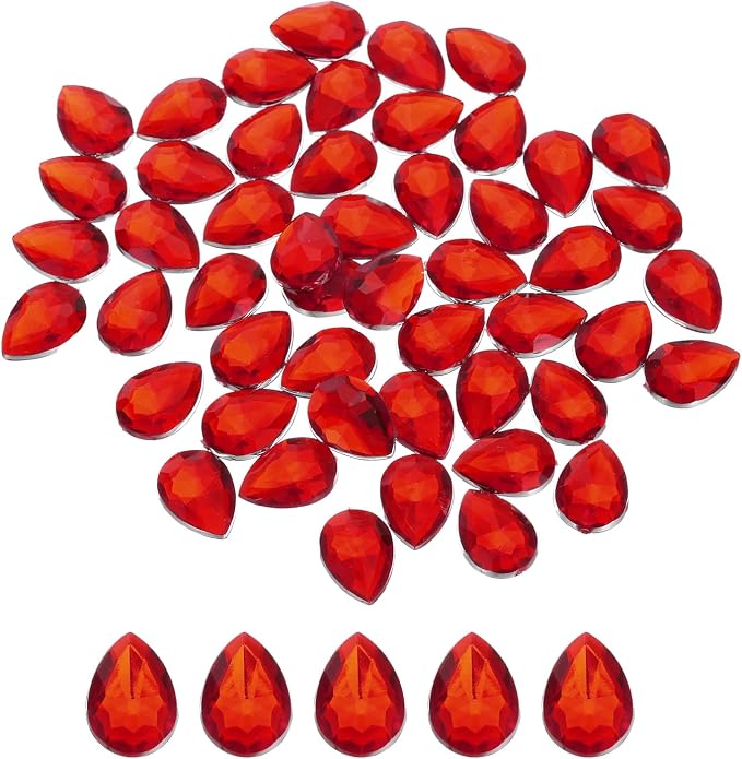 MECCANIXITY 50PCS Flat Back Acrylic Teardrop Gems 18x25mm Artificial Rhinestones by MECCANIXITY