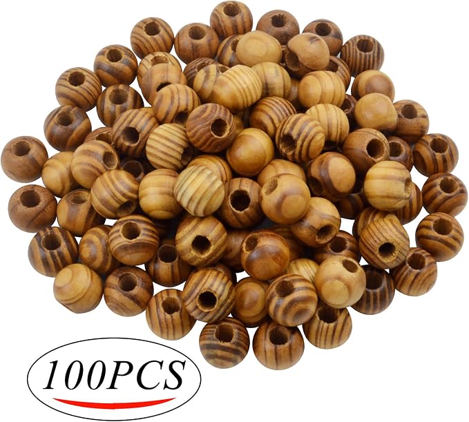 Natural Wooden Beads, 100 Pieces 18mm Diameter Round Loose Spacer Beads Large - Image 2