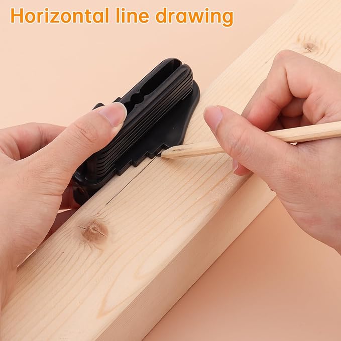 Center Scriber, Multifunction Magnetic Center Finder Tool, Woodworking Offset Marking Gauge for Carpentry with Hexagonal Pencil, Pencil Sharpener, Magnetic Scriber (Black)
